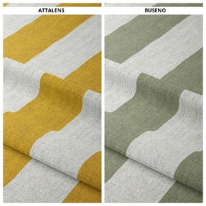 Striped Fabric Curtains. Custom Size Window Drapes for Living, Bedroom, Dining & Kitchen. Blackout Lining Option. Yellow/ White/ Green