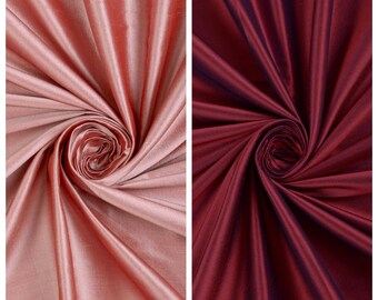 Shantung Silk Fabric Sample for Custom Curtains & Window Drapes.  Blush Pink/ Red/ Crimson Red. Blackout Add-On for Bedroom/ Nursery.