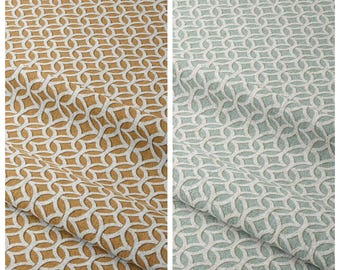 Geometric Print Curtains. Blackout Option. Custom Window Drapes for Living Room, Bedroom, Kitchen & Nursery. Aqua Blue/ White/ Muted Orange