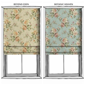 Floral Roman Shades. Blackout Lining Option. Custom Window Blinds for Living, Bedroom, Bath, Dining & Kitchen. Yellow/ Orange/ Blue/ Pink
