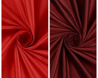 Shantung Silk Fabric Sample for Custom Curtains & Window Drapes.  Red/ Burgundy Red. Blackout Add-On for Bedroom/ Nursery.