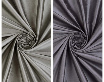 Shantung Silk Fabric Sample for Custom Curtains & Window Drapes. Steel Grey/ Grey/ Purple. Blackout Add-On for Bedroom/ Nursery.