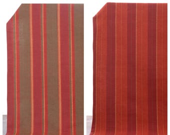 Striped Cotton Fabric by Yard for Upholstery, Curtain, Roman Shade, Blind & Home Decor. Olive Green/ Maroon Red