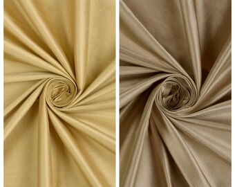 Shantung Silk Fabric Sample for Custom Curtains & Window Drapes. Mustard Yellow/ Brown. Blackout Add-On for Bedroom/ Nursery.