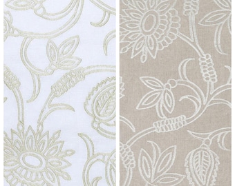 Linen Semi-Sheer Fabric Sample for Custom Curtains & Window Drapes. White/ Ivory/ Brown. Blackout Add-On for Bedroom/ Nursery.