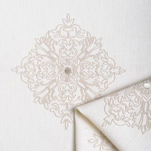 Custom Size Embroidered Roman Shades. Window Blinds for Living, Dining, Kitchen, Nursery, Bedroom, Office. Blackout Option. White/ Cream