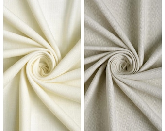 Herringbone Textured Plain Fabric by Yard for Window Treatments, Cushion Covers, Bed Runners & Home Decor. White/ Cream/ Warm Gray