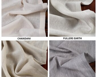 Plain Sheer Fabric by Yard for Curtains, Shades, Valances, Window Scarves, Bed/ Table Runners & Home Decor. Pale Beige/ Silver Gray/ Cream