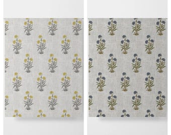 Floral Curtains. Blackout Lining Option. Custom Drapes for Dining Room, Kitchen, Nursery. White/ Yellow/ Grey/ Navy Blue/ Green