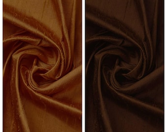 Dupioni Silk Fabric Sample for Custom Curtains & Window Drapes. Copper Orange/ Brown. Blackout Add-On for Bedroom/ Nursery.