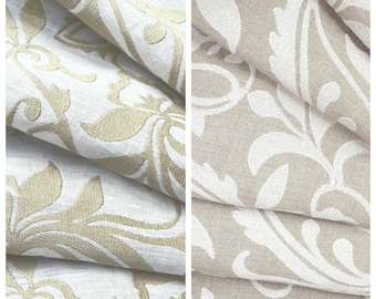 Linen Semi-Sheer Fabric Sample for Custom Curtains & Window Drapes. White/ Ivory/ Brown. Blackout Add-On for Bedroom/ Nursery.