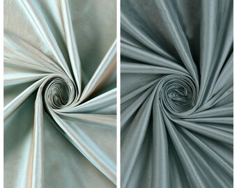 Shantung Silk Fabric Sample for Custom Curtains & Window Drapes. Turquoise/ Bronze/ Steel Blue/ Grey. Blackout Add-On for Bedroom/ Nursery.