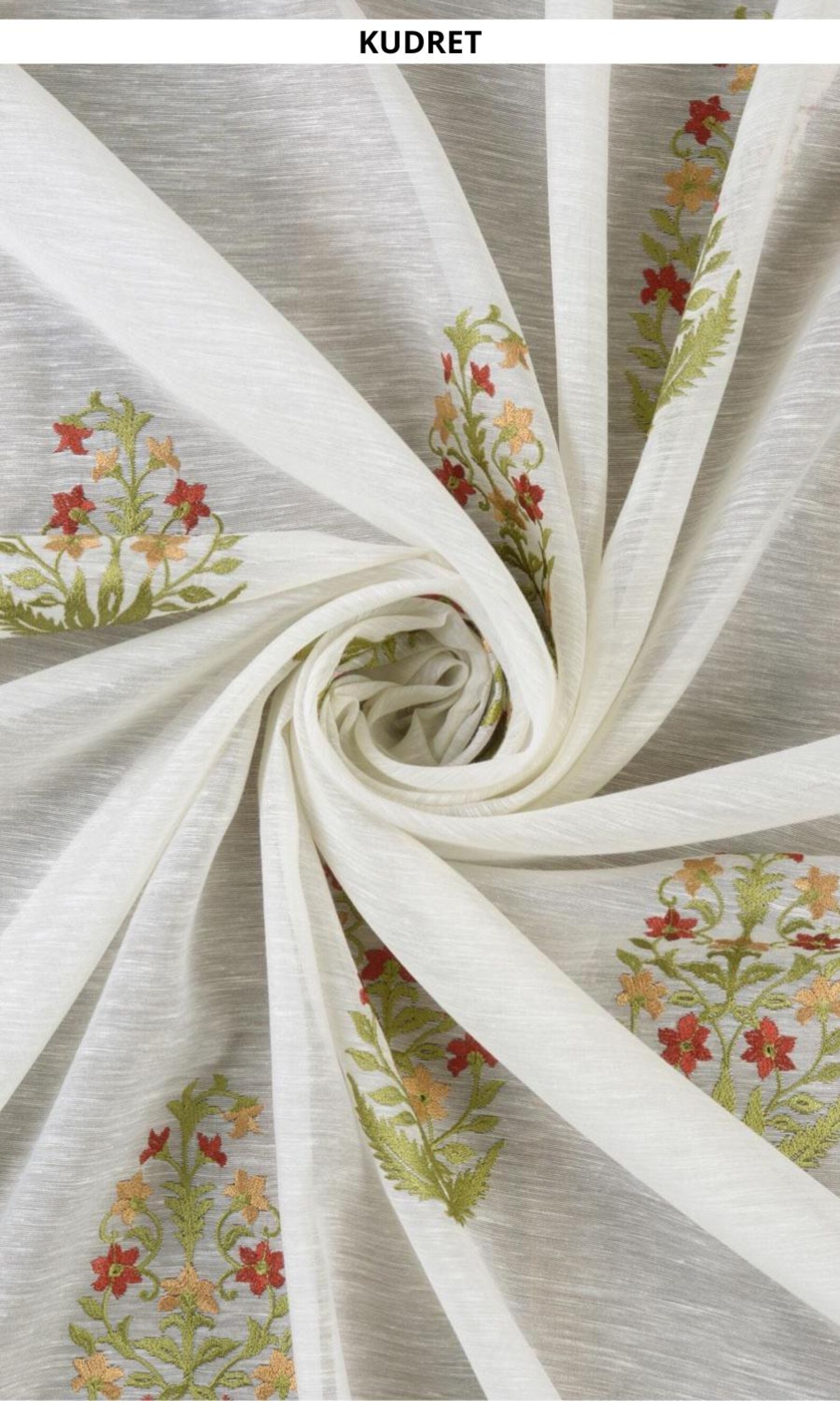 Drape Sample Embroidered Sheer Fabric Sample for Custom Curtains & Window Drapes ...