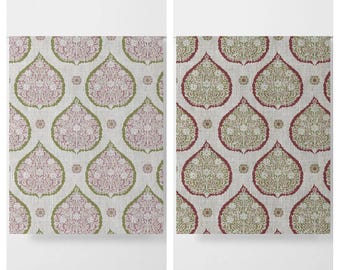 Designerstoff mit floralem Paisley-Muster in großen Mengen für Fensterdekorationen, Heimtextilien und Heimtextilien. Rot/Grün/Rosa/Grün