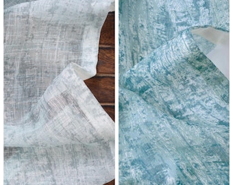 Textured Sheer Fabric by Yard for Window Treatments, Curtains, Shades, Bed Runners, Valances, Swags, Scarves & Home Decor. Blue/ Teal Blue