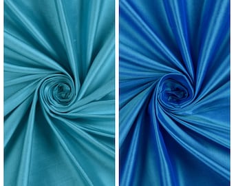 Shantung Silk Fabric Sample for Custom Curtains & Window Drapes. Azure Blue/ Aqua Blue. Blackout Add-On for Bedroom/ Nursery.