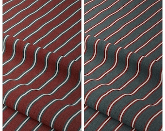 Ticking Stripe Roman Shades. Custom Blinds for Living, Bedroom, Dining, Kitchen, Bathroom, Study, Office. Blackout Option. Slate Grey/ Red