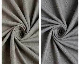 Herringbone Texture Fabric Sample for Custom Curtains & Window Drapes. Deep Gray/ Navy Blue/ Brown. Blackout Add-On for Bedroom/ Nursery.