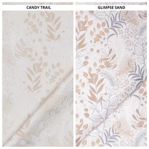 Botanical Floral Patterned Curtains. Blackout Option. Custom Window Printed Drapes for Living Room, Dining & Nursery. White/ Ivory/ Gray