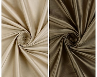 Shantung Silk Fabric Sample for Custom Curtains & Window Drapes. Wheat Beige/ Cedar Brown. Blackout Add-On for Bedroom/ Nursery.