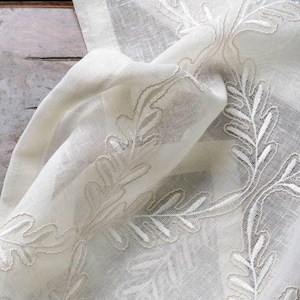 Sheer White Roman Shades. Floral Vine Embroidered Custom Size Window Blinds for Kitchen, Bedroom, Nursery, Office, Bathroom. White/ Cream