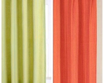 Textured Pure Cotton Fabric by Yard for Upholstery, Curtains, Roman Shades, Blinds & Home Decor. Yellow-Green/ Orange