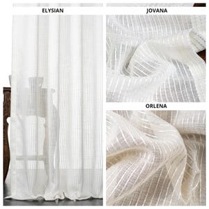 Striped Sheer Curtains. Custom Window Drapes for Living room, Bedroom, Dining, Kitchen, Nursery & Study. White/ Pearl White/ Creamy Beige