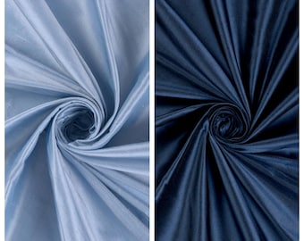 Shantung Silk Fabric Sample for Custom Curtains & Window Drapes. Steel Blue/ Midnight Blue/ Navy. Blackout Add-On for Bedroom/ Nursery.