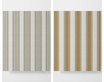 Custom Size Ticking Stripe Window Curtains for Living, Bedroom, Kitchen, Dining, Kids Nursery & Playroom. Ochre Yellow/ White/ Brown/ Beige