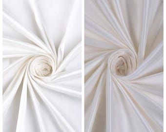 Shantung Silk Fabric Sample for Custom Curtains & Window Drapes.  White/ Ivory. Blackout Add-On for Bedroom/ Nursery.