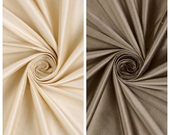 Shantung Silk Fabric Sample for Custom Curtains & Window Drapes. Pale Beige/ Brown. Blackout Add-On for Bedroom/ Nursery.