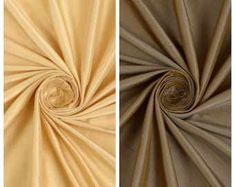 Shantung Silk Fabric Sample for Custom Curtains & Window Drapes. Wheat Beige/ Bronze Brown. Blackout Add-On for Bedroom/ Nursery.