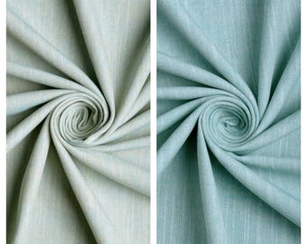 Plain Linen Texture Fabric by Yard for Curtains, Shades, Valances, Bed Runners, Cushion Covers, Pillows & Home Decor. Blue/ Green