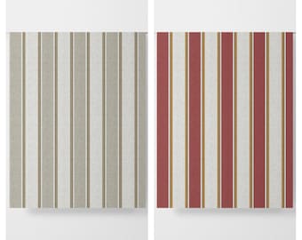 Custom Size Ticking Stripe Window Curtains for Living, Bedroom, Kitchen, Bath, Dining, Kids Nursery & Playroom. White/ Brown/ Beige/ Red