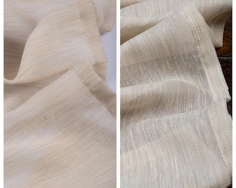 Plain Textured Sheer Fabric by Yard for Light-Filtering Curtains, Valances, Swags, Window Scarves & Home Decor. Fawn Beige/ Beige