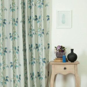Floral Custom Window Blinds/ Roman Shades for Living, Dining, Kitchen, Kids Nursery, Study. Add Blackout for Bedroom. Blue/ Green.