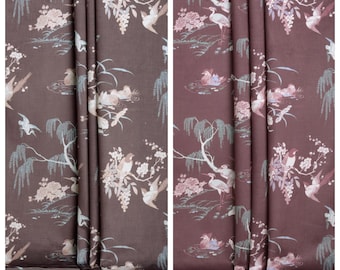 Custom Roman Shades. Toile, Chinoiserie, Nature Print Velvet Window Blinds for Dining, Office, Nursery. Burgundy Red/ Deep Wine/ Brown