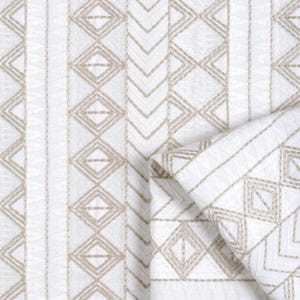 Embroidered Geometric Patterned Fabric Roman Shades. Custom Window Blinds for Living, Bedroom, Dining, Kitchen, Study. White/ Gray/ Beige