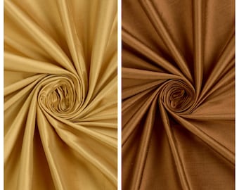 Shantung Silk Fabric Sample for Custom Curtains & Window Drapes.  Burnt Yellow/ Bronzy Orange/ Brown. Blackout Add-On for Bedroom/ Nursery.