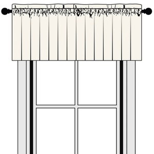 Custom Size Pole Mounted Rod Pocket Valance with Header Frill I 3000 Fabrics I Any Length & Width Window