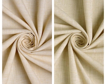 Plain Linen Texture Fabric Sample for Custom Curtains & Window Drapes. Pale Beige. Blackout Add-On for Bedroom/ Nursery.