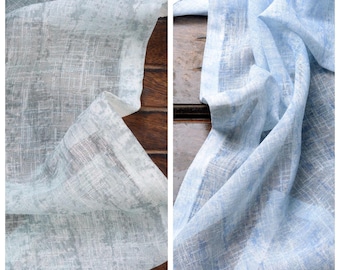 Textured Sheer Fabric by Yard for Window Treatments, Curtains, Shades, Bed Runners, Valances, Swags, Scarves & Home Decor. Blue