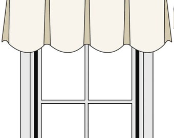 Custom Size Board Mounted Scalloped Valance With Box Pleats I 3000 Fabrics I Window Curtain Valance in Any Length & Width