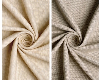 Herringbone Texture Fabric Sample for Custom Curtains & Window Drapes. Cedar Brown/ Ivory Beige. Blackout Add-On for Bedroom/ Nursery.