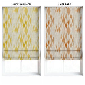 Custom Roman Shades. Any Size Window Blinds for Nursery, Playroom, Kids Room, Bathroom. Blackout Option. White/ Yellow/ Orange/ Brown