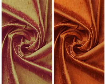 Dupioni Silk Fabric Sample for Custom Curtains & Window Drapes. Mustard Orange/ Orange. Blackout Add-On for Bedroom/ Nursery.