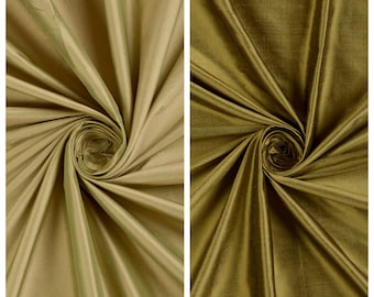 Shantung Silk Fabric Sample for Custom Curtains & Window Drapes. Olive Green/ Moss Green. Blackout Add-On for Bedroom/ Nursery.