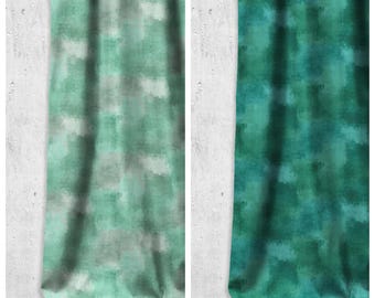 Dimout Abstract Print Fabric by Yard for Light-Blocking Curtains, Shades, Blinds, Valance, Window Treatments. Mint Green/ Teal Green