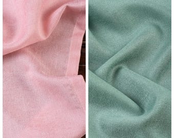 Plain Sheer Fabric by Yard for Window Scarfs, Swags, Valances, Curtains, Shades, Bed Skirts & Home Decor. Pink/ Turquoise Green