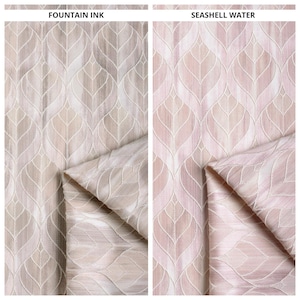Patterned Curtains. Blackout Option. Custom Window Printed Drapes for Living Room, Bedroom, Dining & Nursery. Pale Pink/ Pale Grey/ Beige